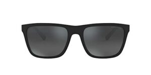 a|x armani exchange men’s ax4080s square sunglasses, matte black/light grey mirrored/black, 57 mm