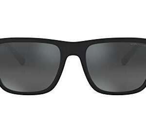 A|X ARMANI EXCHANGE Men's AX4080S Square Sunglasses, Matte Black/Light Grey Mirrored/Black, 57 mm