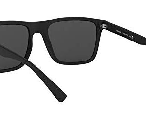 A|X ARMANI EXCHANGE Men's AX4080S Square Sunglasses, Matte Black/Light Grey Mirrored/Black, 57 mm