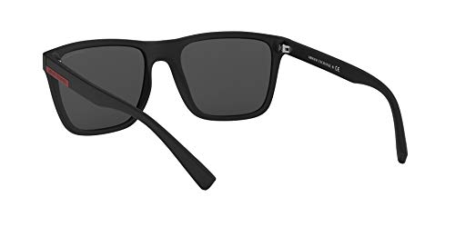 A|X ARMANI EXCHANGE Men's AX4080S Square Sunglasses, Matte Black/Light Grey Mirrored/Black, 57 mm