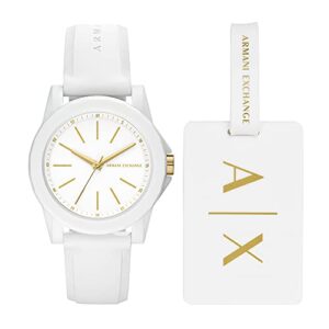 a|x armani exchange women’s quartz watch with silicone strap, white, 20 (model: ax7126)