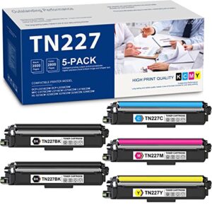 beryink tn227 tn-227 compatible tn227bk tn227c tn227m tn227y toner cartridge replacement for brother dcp-l3550cdw mfc-l3750cdw mfc-l3730cdw hl-3270cdw hl-3230cdn printer (5-pack, 2bk+1c+1m+1y)