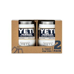 yeti rambler 10 oz stainless steel vacuum insulated wine tumbler, 2 pack, white