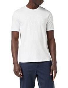 a|x armani exchange men’s tonal classic circle logo short sleeve tee shirt, white, x-large