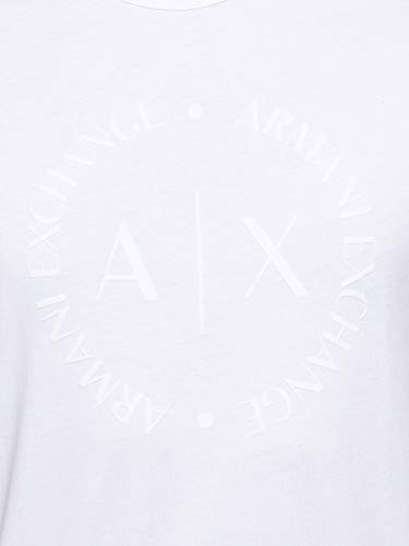 A|X ARMANI EXCHANGE Men's Tonal Classic Circle Logo Short Sleeve Tee Shirt, White, X-Large