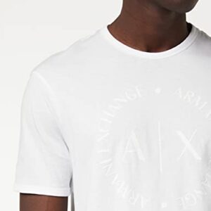 A|X ARMANI EXCHANGE Men's Tonal Classic Circle Logo Short Sleeve Tee Shirt, White, X-Large