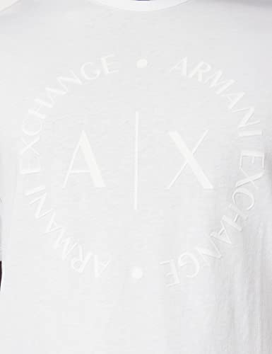 A|X ARMANI EXCHANGE Men's Tonal Classic Circle Logo Short Sleeve Tee Shirt, White, X-Large