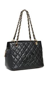 chanel women’s pre-loved petit timeless tote, caviar, black, one size