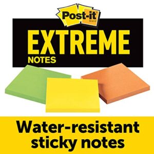 post-it extreme notes, works outdoors, removes cleanly, 100x the holding power, green, orange, yellow, 3 in x 3 in, 3 pads/pack, 45 sheets/pad (extrm33-3trymx)