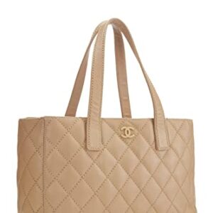 CHANEL, Pre-Loved Beige Calfskin Wild Stitch Tote Large, Beige