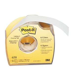 post-it 3m 658 labeling/cover-up tape, non-refillable, 1-inch x 700-inch roll, 1/roll