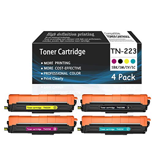 (4 Pack,1BK+1M+1Y+1C) TN223 TN223BK TN223C TN223M TN223Y Toner Cartridge Compatible for Brother MFC-L3770CDW L3710CW L3750CDW L3730CDW HL-3210CW 3230CDW 3270CDW DCP-L3510CDW Printers,Sold by AcToner.