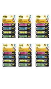 post-it arrow flags, assorted bright colors, 1/2-inch wide, 24/dispenser, 4-dispensers/pack, 6 packs