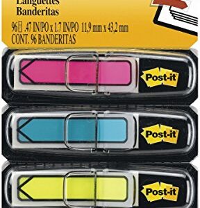 Post-it Arrow Flags, Assorted Bright Colors, 1/2-Inch Wide, 24/Dispenser, 4-Dispensers/Pack, 6 Packs