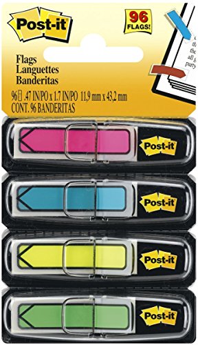 Post-it Arrow Flags, Assorted Bright Colors, 1/2-Inch Wide, 24/Dispenser, 4-Dispensers/Pack, 6 Packs