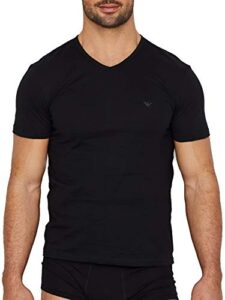 emporio armani men’s cotton v-neck undershirts, 3-pack, new black, x-large