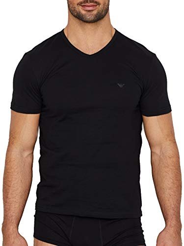 Emporio Armani Men's Cotton V-Neck Undershirts, 3-Pack, New Black, X-Large