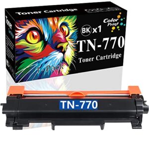 colorprint 1-pack compatible tn770 toner cartridge black high yield replacement for brother tn-770 tn 770 tn760 tn730 work with hl-l2370dw hl-l2370dwxl mfc-l2750dw mfc-l2750dwxl laser printer (black)