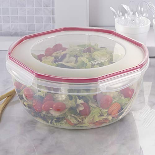 Sterilite Ultra Seal 8.1 Quart Bowl, Clear Lid & Base w/ Red Rocket Gasket, 2-Pack