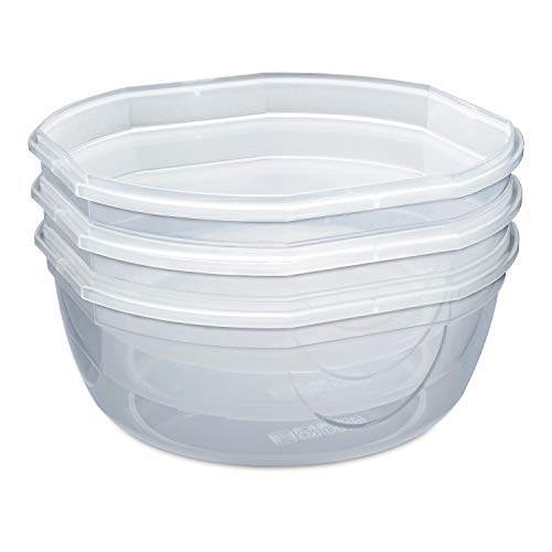 Sterilite Ultra Seal 8.1 Quart Bowl, Clear Lid & Base w/ Red Rocket Gasket, 2-Pack