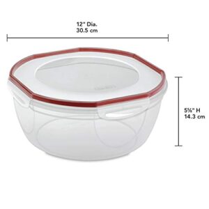 Sterilite Ultra Seal 8.1 Quart Bowl, Clear Lid & Base w/ Red Rocket Gasket, 2-Pack