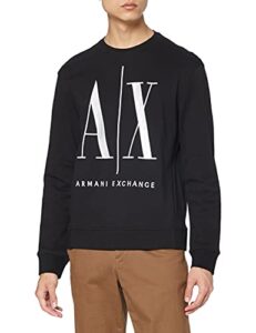 a|x armani exchange mens icon project embroidered pullover sweatshirt, black, small us