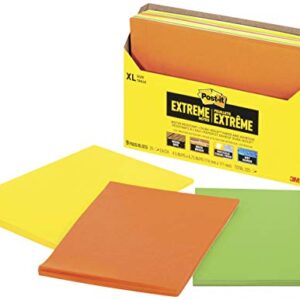 Post-it Extreme XL Notes, Works outdoors, Works in 0 - 120 degrees Fahrenheit, 100X the holding power, Orange, Yellow, Green, 25 Sheets per Pad, 9 Pads/Pack (EXT456-9CT)