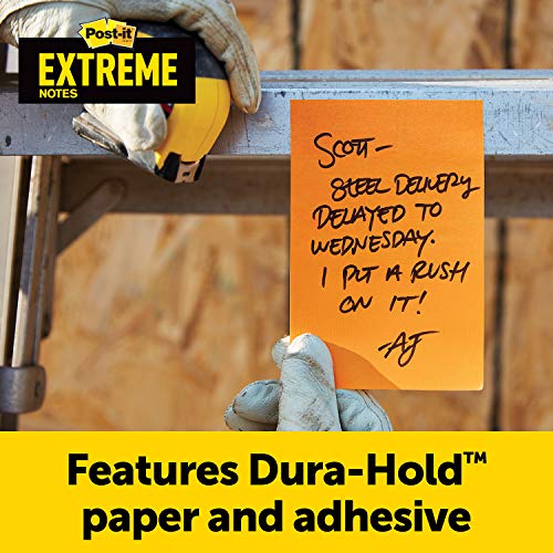 Post-it Extreme XL Notes, Works outdoors, Works in 0 - 120 degrees Fahrenheit, 100X the holding power, Orange, Yellow, Green, 25 Sheets per Pad, 9 Pads/Pack (EXT456-9CT)