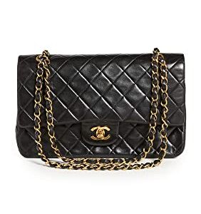 CHANEL Women's Pre-Loved Black Lambskin 2.55 10" Bag, Black, One Size