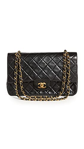 CHANEL Women's Pre-Loved Black Lambskin 2.55 10" Bag, Black, One Size