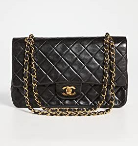 CHANEL Women's Pre-Loved Black Lambskin 2.55 10" Bag, Black, One Size