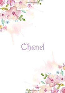 chanel: 7×10 inches 110 lined pages 55 sheet floral blossom design for woman, girl, school, college with lettering name,chanel