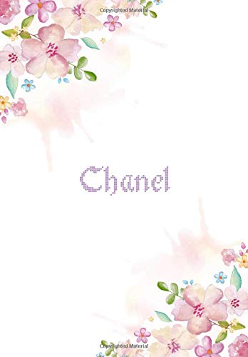 Chanel: 7x10 inches 110 Lined Pages 55 Sheet Floral Blossom Design for Woman, girl, school, college with Lettering Name,Chanel