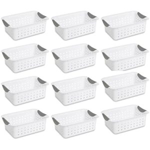 12) sterilite 16228012 small ultra plastic storage bin organizer baskets -white (non-0903)