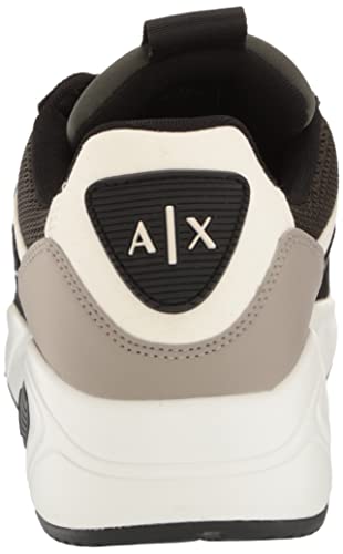 A|X ARMANI EXCHANGE Men's Thick Sole Colorblock Fashion Sneakers, Dark Green+Off White, 13