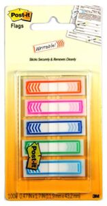 post-it message flags,”sign here”, 100 flags/dispenser, 1 dispenser/pack.47 in wide, assorted colors (684-sh-note)