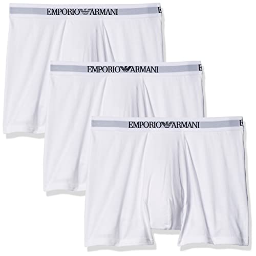 Emporio Armani Men's Cotton Boxer Briefs, White, Medium