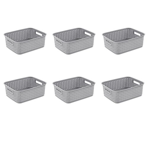 Sterilite 12726A06 Short Weave Basket, Cement, 6-Pack