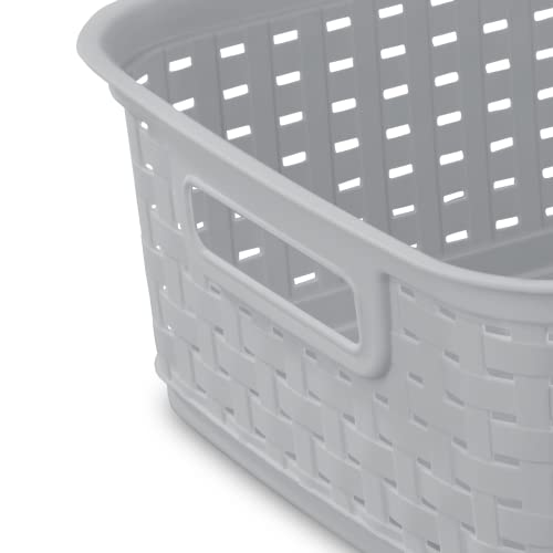 Sterilite 12726A06 Short Weave Basket, Cement, 6-Pack