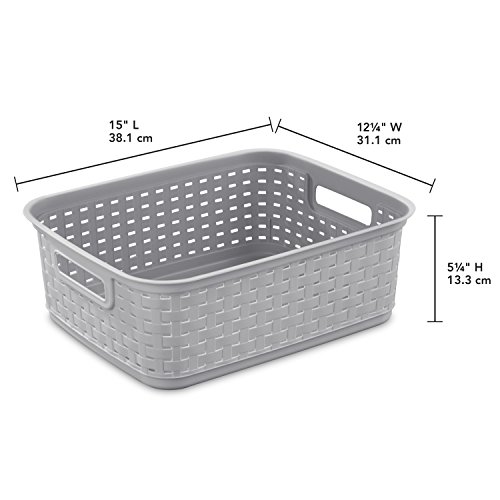 Sterilite 12726A06 Short Weave Basket, Cement, 6-Pack