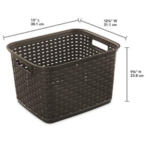 Sterilite 12736P06 Tall Weave Basket, Espresso, 6-Pack