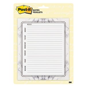 post-it super sticky printed weekly calendar, marble, 6.5×7.8 in (bc-dskcal-mrbl)