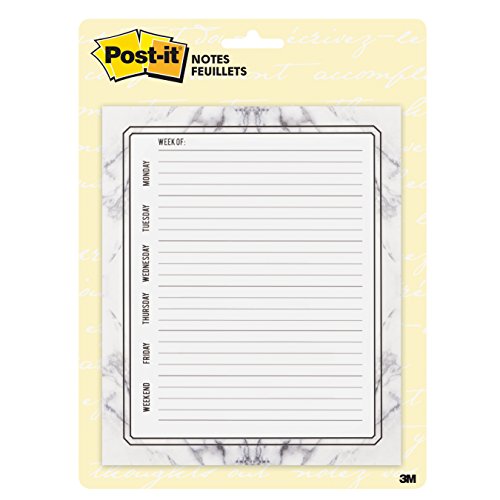 Post-it Super Sticky Printed Weekly Calendar, Marble, 6.5x7.8 in (BC-DSKCAL-MRBL)