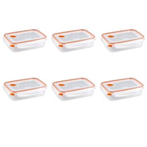 sterilite 03211106 ultra seal 5.8 cup food storage container, clear lid and base with tangerine accents, 6-pack