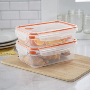 Sterilite 03211106 Ultra Seal 5.8 Cup Food Storage Container, Clear lid and base with Tangerine Accents, 6-Pack