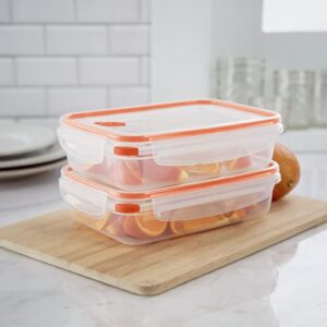 Sterilite 03211106 Ultra Seal 5.8 Cup Food Storage Container, Clear lid and base with Tangerine Accents, 6-Pack