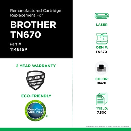 Clover Remanufactured Toner Cartridge Replacement for Brother TN670 | Black