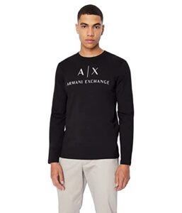 a|x armani exchange mens a|x armani exchange long sleeve logo crewneck t-shirt t shirt, black, large us