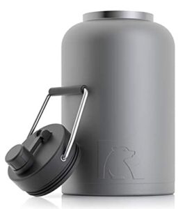 rtic jug with handle, one gallon, graphite matte, large double vacuum insulated water bottle, stainless steel thermos for hot & cold drinks, sweat proof, great for travel, hiking & camping