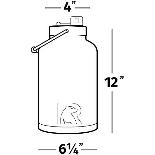 RTIC Jug with Handle, One Gallon, Graphite Matte, Large Double Vacuum Insulated Water Bottle, Stainless Steel Thermos for Hot & Cold Drinks, Sweat Proof, Great for Travel, Hiking & Camping